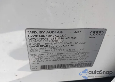 2018 Audi Q3 2.0T Premium/2.0T Sport Premium from USA, damaged, VIN WA1JCCFS5JR002940